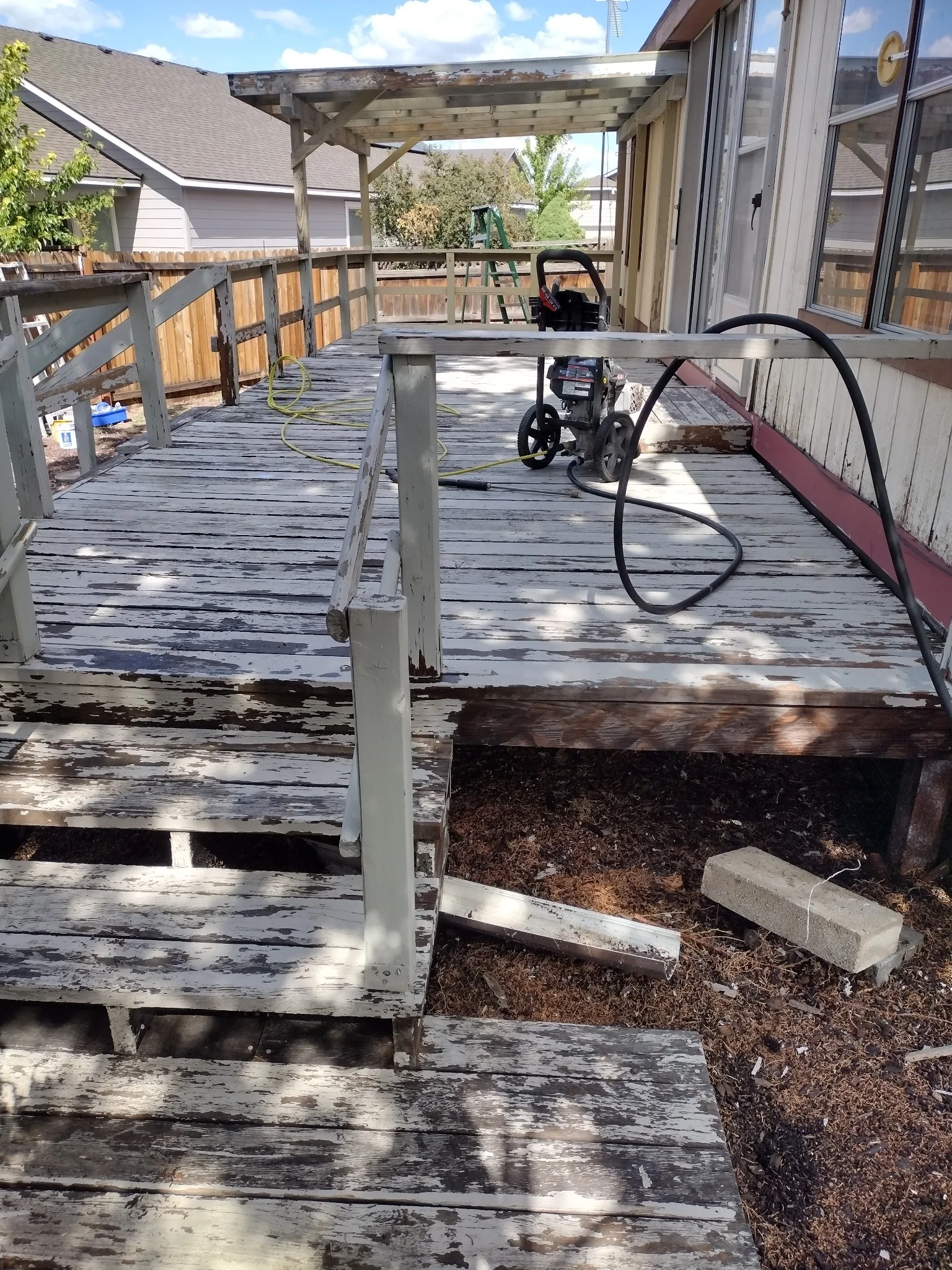 Smith project deck before restoration with extensive coating failure